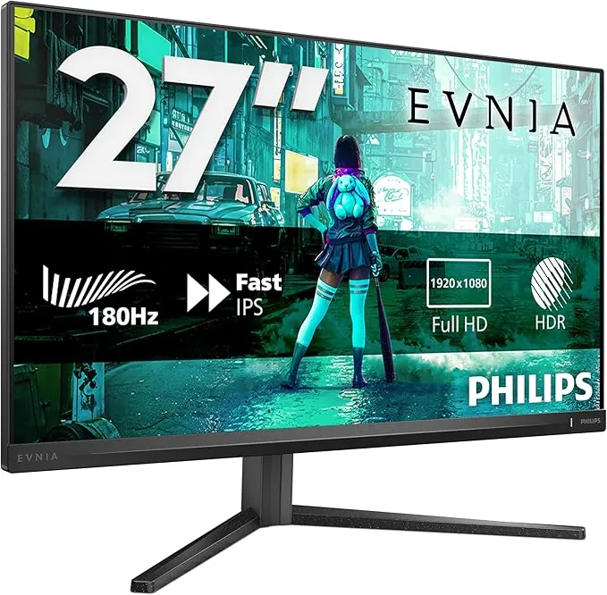 Philips 27M2N3200AM - Monitor Gaming Full HD de 27 Pulgadas, 180 Hz, 1ms GtG, FreeSync Prem., G-Sync Comp. (1920x1080, 2X HDMI, DisplayPort) Negro/Gris