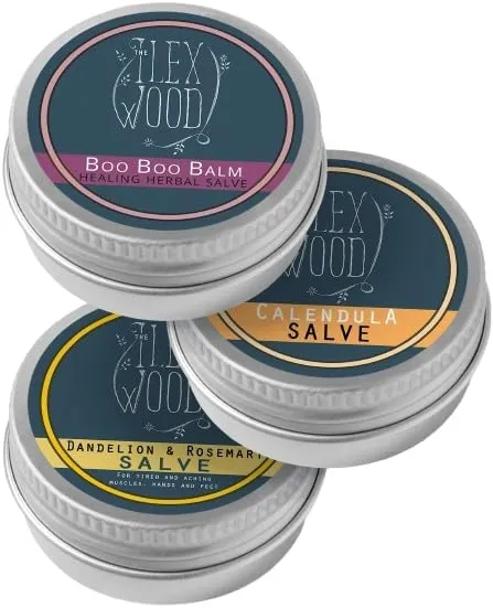 Set de bálsamos herbales de regalo para irritaciones de la piel, rasguños, picaduras, alivia sarpullidos, piel seca, 3 x 100 ml 100% natural, sin crueldad animal, sin aceite de palma, sin plástico