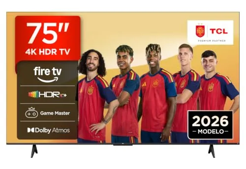 TCL 75V6D Televisor 75 Pulgadas 4K UHD Smart TV, Fire TV, Alexa Integrado, Dolby Vision & Atmos, Game Master, HDR10+, Control por Voz