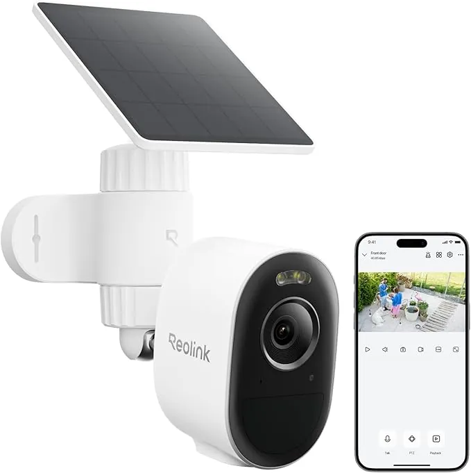 Reolink Cámara Solar para Exteriores, 3K 5MP, WiFi Inalámbrica de 2,4/5 GHz, Detección de IA, Filtro de Alarma, Visión Nocturna a Color con Foco, Audio Bidireccional, Argus 3 Pro + Solar Panel Lite