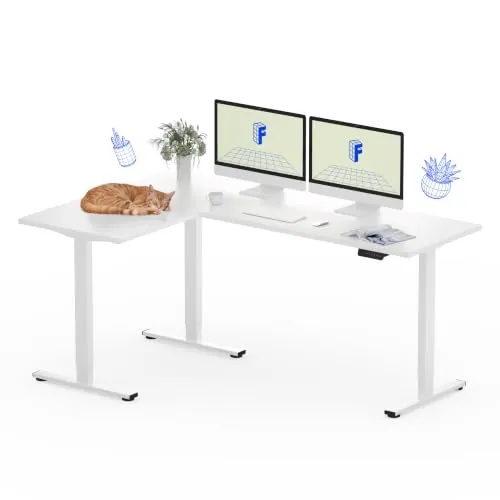 FLEXISPOT Escritorio Esquinero en Forma de L Elevable y Regulable en Altura Eléctrico con 3 Patas - Mesa de Pie con 4 Botones de Memoria (Negro 180 * 120cm)