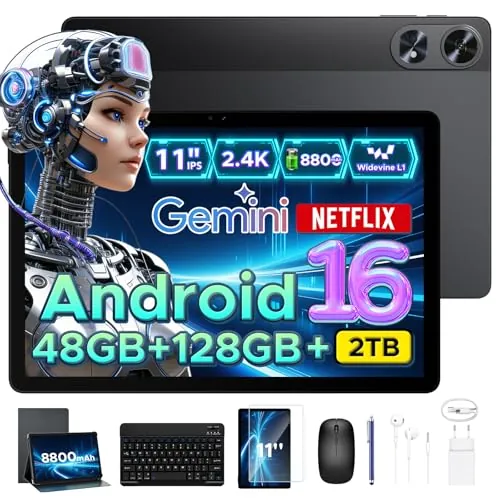 POPUX P11 Pro Tablet 11 Pulgadas 2.4K 90Hz, 48GB RAM+128GB ROM, 8800mAh,