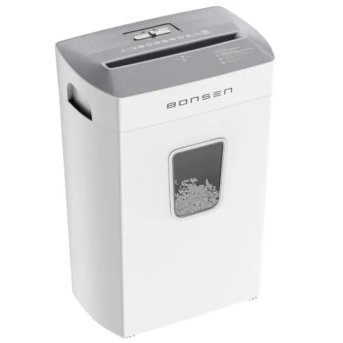BONSEN Destructora de Papel Microcorte 12 Hojas, Silenciosa 60dB, S5211-W