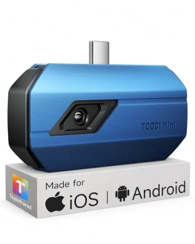 TOPDON TC001 Mini Camara Termica para iPhone Android iPad, 384x384 TISR IR | -20°C a 550°C, 25Hz, 40mK, TopFix AI, Análisis APP/PC, camara termografica para Hogar, HVAC, Electricidad, Fugas y Automoción