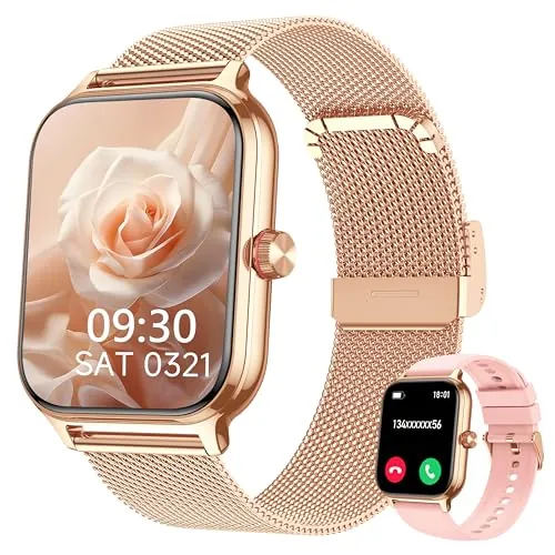 LODIMEKE Reloj Inteligente Mujer Hombre Llamada Presión Arterial Frecuencia Cardíaca Sueño, 1.96'' AI Smartwatch Deportivo 100+ Deportes, IP67 Podómetro Alarma Calculadora Clima iOS Android
