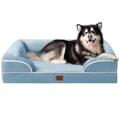 EHEYCIGA Cama Perro Extra Grande 132x104x20cm, XXL Colchon Perro Impermeable Lavable con Espuma Viscoelástica, Sofá Perro Ortopedica Desmontable, Azul