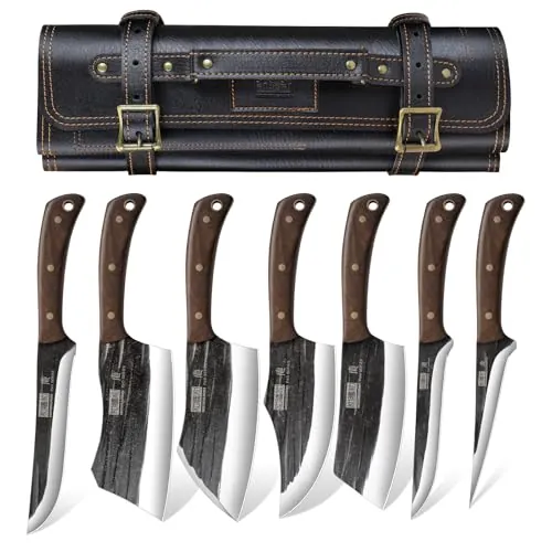 HOSHANHO Juego de Cuchillo de Carnicero, Con Bolsa Enrollable, para hombre