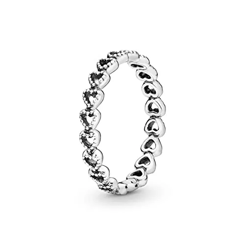 Pandora Anillo calado con diseño de banda de corazones, talla 54