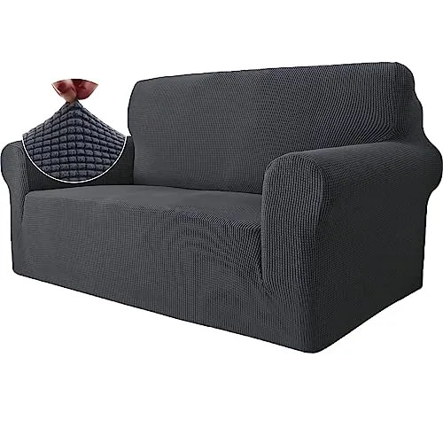 Ystyle Funda Sofa 2 Plazas, Ajustables Fundas Sofa Elasticas, Protector Sofa Gatos Arañazo y Perros Mascotas, Funda de Sofá con Reposabrazos Antideslizante Antimanchas Lavable, Gris