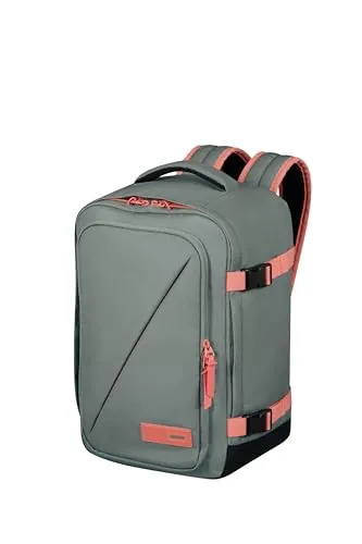 American Tourister Take2Cabin - Ryanair Bolsa de Cabina 25 x 20 x 40 cm, 24 l, 0,50 kg, Equipaje de Mano, Mochila de Avión S Bajo Asiento, Grau/Rosa (Sage/Coral)