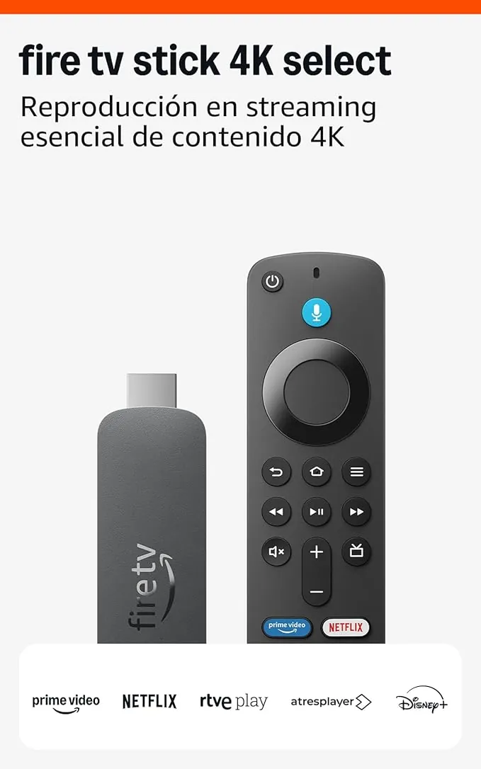 Amazon Fire TV Stick 4K Select (última generación): comienza a reproducir contenido 4K en streaming, ve cientos de miles de películas y episodios de series, y accede a la TV gratuita y en directo