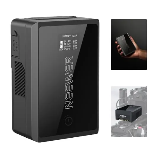 NEEWER PS050E Mini V Montura Batería con D Tap/USB-C/USB A/BP/Dual DC