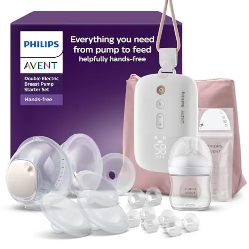 Philips Avent set básico de extractor de leche manos libres, motor con gran capacidad de succión, imita el ritmo de ingesta del bebé, bombea hasta 85 veces por min, SCD553/11
