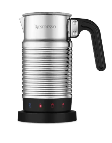 NESPRESSO Aeroccino 4 Espumador de leche, Espumador eléctrico para 120 ml de espuma de leche cremosa y 240 ml de leche caliente, espumador apto para lavavajillas, Plateado