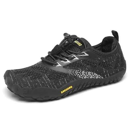 SAGUARO Barefoot Zapatillas de Trail Running Niños Niñas Minimalistas Zapatos de Deporte Antideslizantes Calzado Descalzos para Fitness Correr Montaña Senderismo Agua, Negro, 31 EU