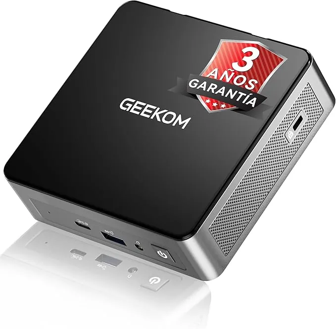 GEEKOM Air12 Mini PC 2026 con Intel Pentium Gold 7505, 8GB RAM, 256GB SSD, Mini Ordenador con Ranura SD, 2X USB-C, 3 Pantallas 4K, Gigabit Ethernet, Ordenador Compacto para Negocios y Uso Doméstico