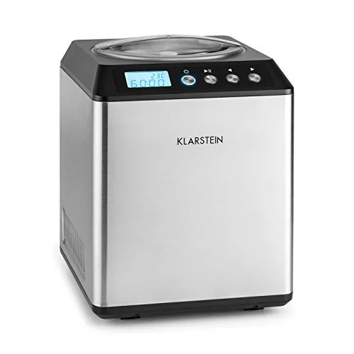 Klarstein Vanilly Sky Multi Edition - Máquina de helados, Yogurtera, Heladera, Pantalla LED Digital, 250 W, Capacidad de 2,5 litros de helado, Temporizador, Vaso medidor, Plata