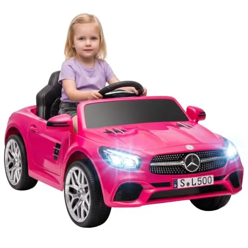 AIYAPLAY Coche Eléctrico para Niños Mercedes-Benz SL500 12V 2 Motores Rosa