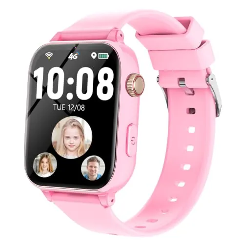 Smartwatch Niños 4G Llamadas, Reloj Inteligente Niño con GPS Telefono | Videollamada SOS Chat de Voz Modo Clase Cámara Cronómetro Podómetro, Reloj Infantil Niño Niña de 4 a 12 Años Rosa
