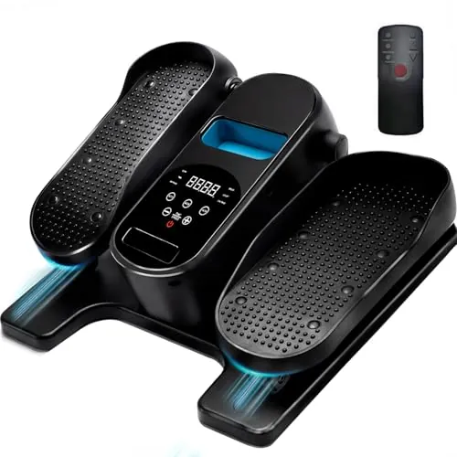 Amonax Pedaleador Eléctrico Motorizado, Elíptica para Pedalear Sentado, Mini Pedaleador para Ancianos, Ejercitador de Piernas Cardiovascular Debajo del Escritorio para Casa (Negro+Azul)