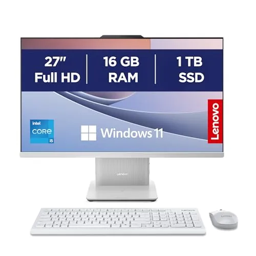 Lenovo IdeaCentre AIO i Gen 9 - Ordenador de Sobremesa 27" FHD (Intel Core i5-13420H, 16 GB RAM, 1 TB SSD, Intel UHD Graphics, Wi-Fi 6, Win11 Home) Incluye Teclado QWERTY Español y Ratón - Gris Nube