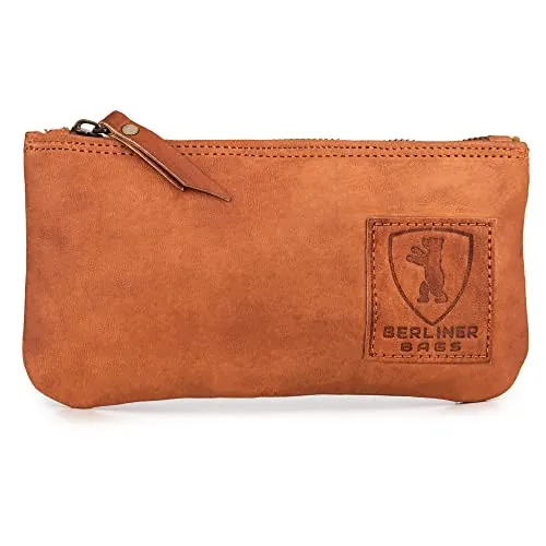 Berliner Bags Estuche de Piel Auténtica, Funda de Cuero con Cremallera YKK para Bolígrafos y Accesorios de Oficina, Diseño Elegante y Compacto – Marrón
