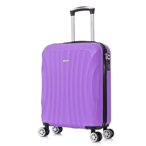 RAYKONG Maleta de Cabina ABS 55x40x20cm (44L) - Maletas de Viaje Pequeñas Ligeras 20 Pulgadas - Morada