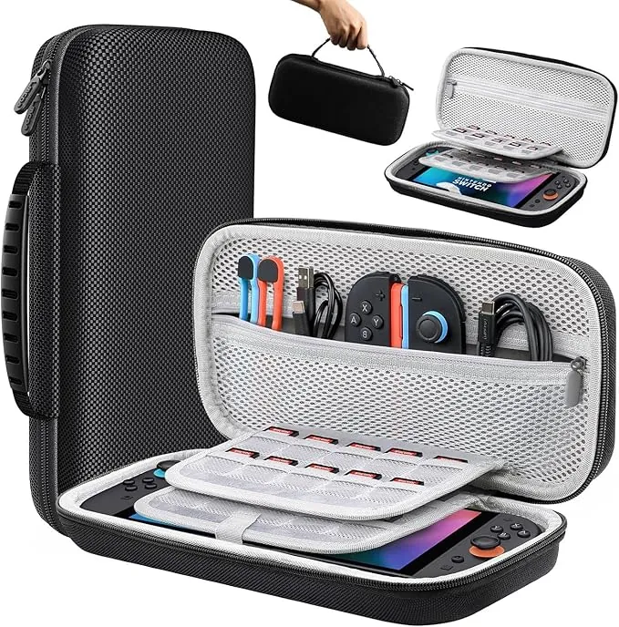 Lmcpa Funda para Consola Nintendo Switch 2 2025, Bolsa de Viaje con 20 Cartuchos de Juego, Estuche Rígido Portátil Protector para Consola 2025 Nintendo Switch 2 Accesorios, Negro