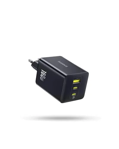 Baseus Enerfill Cargador USB C 100W, 3 Puertos USB C, PD con PPS, GAN Cargador Carga Rapida Compatible con MacBook Pro/Air, iPad Pro, iPhone 17/16/15/14/13 Serie, Galaxy S25/24, Pixel 9 8, Steam Deck