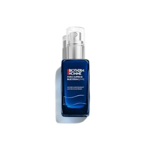Biotherm Homme, Sérum Facial, Tratamiento Antiedad, Para Pieles Maduras, Textura Ligera y Limpia, Enriquecido con Life Plankton, Force Supreme Blue Serum, 60 ml