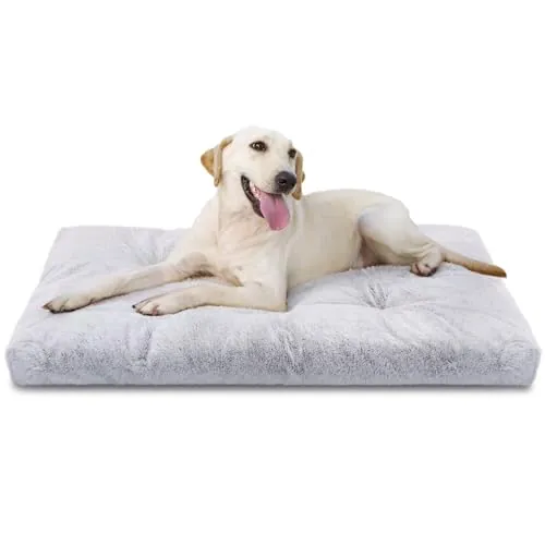 Nobleza Cama Lavable Grande para Perros, Super Suave y Esponjosa Anti-Ansiedad, de Felpa con Fondo Antideslizante, Gris Antiestres, 110x73x10 cm, XL