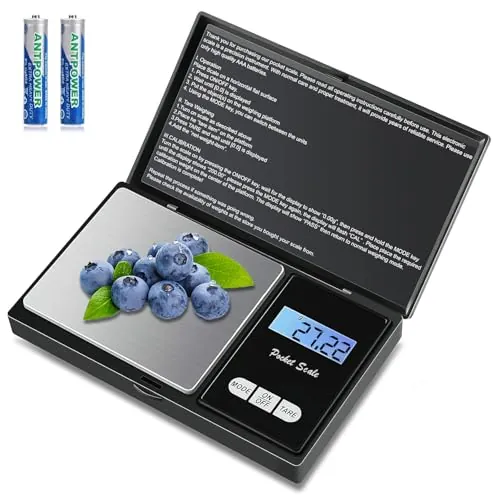 Báscula de Precisión 500g / 0.01g,Balanzas de Portátiles, Báscula de Joyería,con Pantalla LCD y 7 Unidades, Función de Tara,Plataforma de Acero Inoxidable