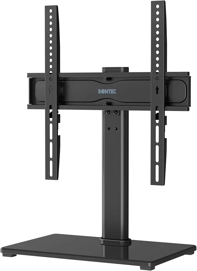 BONTEC Soporte TV Pie Giratorio Sobremes Universal para 26-60 Pulgadas LED/LCD/OLED, Soporte Television Pie con Altura Ajustable y Gestión de Cables, Carga 45 kg, Máx. VESA 400x400 mm