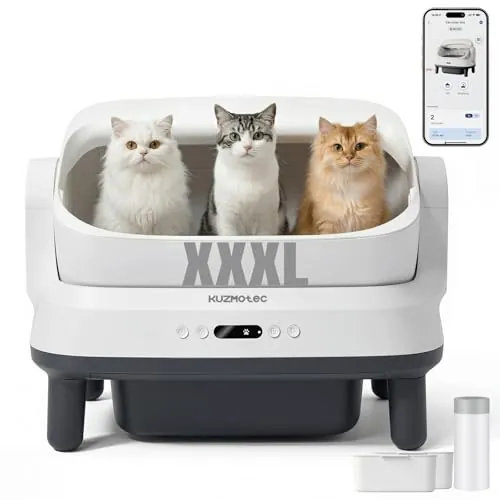 Arenero Gatos Autolimpiable con App, Arenero Automatico para Gatos Grandes
