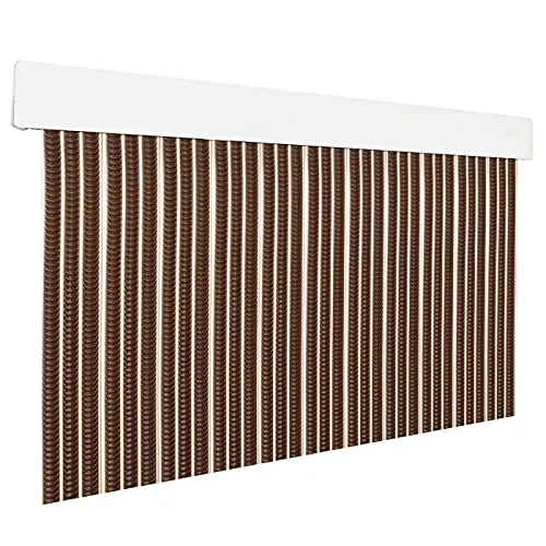 HOME MERCURY – Cortina Plana para Puerta Exterior o Interior, Material PVC – Libre de Insectos (210x120CM, Marron+Filo Beig P1)