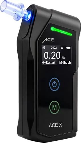 Alcoholímetro Ace X: alcoholímetro con una precisión del 99,1% según la Universidad Técnica de Viena, electroquímico y con precisión policial, alcoholímetro Profesional
