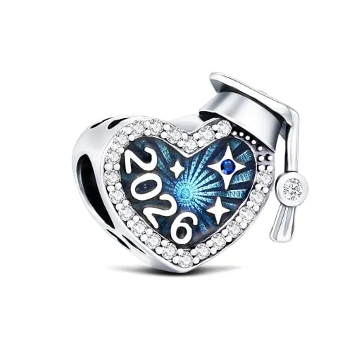 KEQ 2026 Graduación Charms Abalorios Colgante Corazón Compatible Europeo Pulsera Collar Graduacion Charm Para Mujer