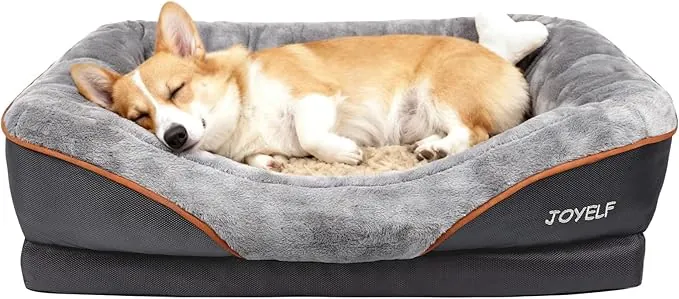 JOYELF Cama Mediana de Espuma viscoelástica para Perros, Cama ortopédica para Perros y sofá con Funda extraíble Lavable y Juguetes chirriadores como Regalo