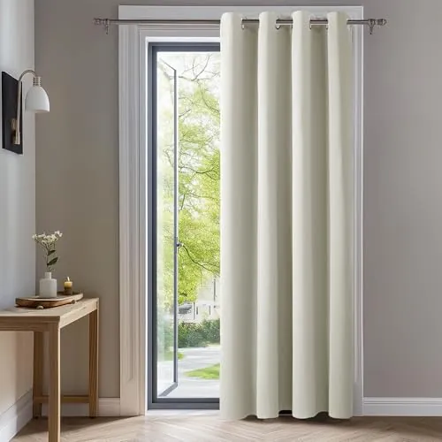 Deconovo Cortinas Dormitorio Salon Opacas Moderna con Ojales, Cortinas Termicas Aislantes Frio y Calor 132x229 cm(Ancho x Alto) Beige Claro, 1 Pieza