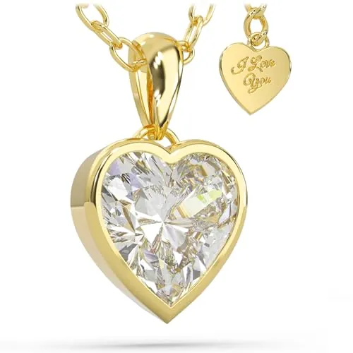 SERASAR Collar de Plata Corazón Señoras Plata de Ley 925 Oro de 18 Quilates Joyería Cadena Colgante Joyero Idea de Regalo Día de la Madre Navidad 30 Cumpleaños Mujeres