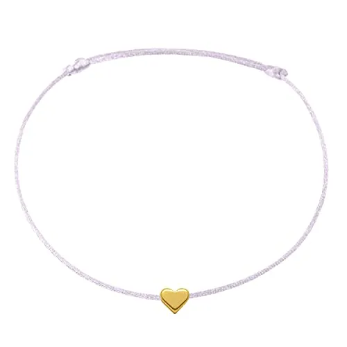 Selfmade Jewelry Tobillera para mujer, diseño de corazón, tamaño ajustable, hecha a mano en Alemania, incluye embalaje de regalo, Größenverstellbar bis ca Schuhgröße 41, Cinta de raso, No es una