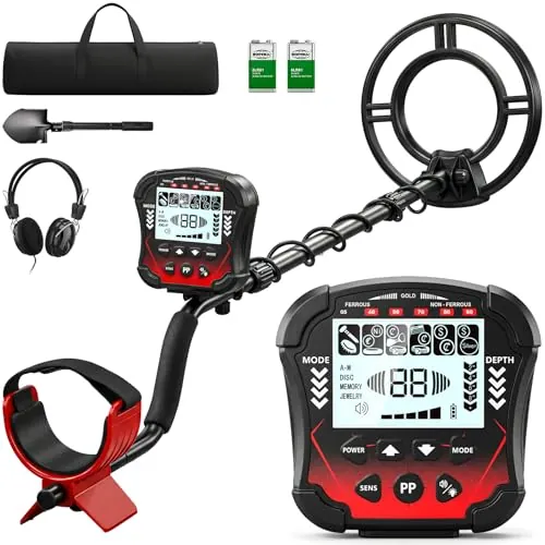 Detector de Metales Profesional para Adultos,6 Modos con Chip DSP Bobina de Búsqueda Impermeable de 10in IP68,Altura Ajustable 107-130cm, Pantalla LCD, 25 cm de Profundidad para Adultos & Niños