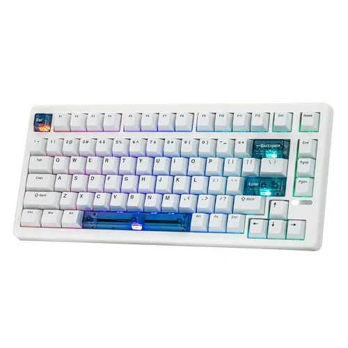 EPOMAKER HE80 Teclado para Juegos con Hall Effect, Sondeo de 8000Hz y Escaneo de 32K,Gasket Suave,DKS,SOCD, RGB,Hot-Swappable,Teclado Mecánico con Cable para PC y Mac (Blanco, Magnetic Linear Switch)