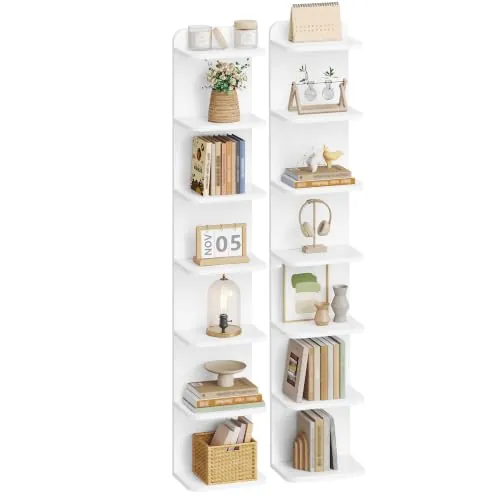 Hzuaneri Librería 7 Niveles Set di 2, 24 x 30 x 186 cm, Blanco