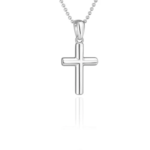 Hermosa Cadena De Plata De Ley 925 Con Colgante De Cruz Para Niños Niñas