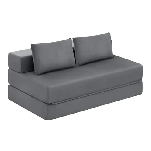EUGAD Sofá Cama 2 Plazas, Puff Cama Plegable para 2-3 Personas, Gris Oscuro