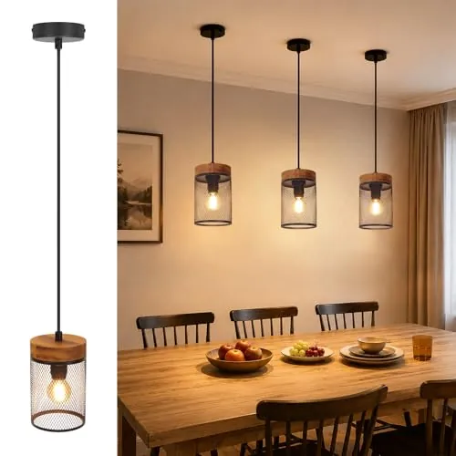 ZMH Lámpara colgante vintage para mesa de comedor, negra Lámpara colgante