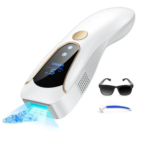 Depiladora Laser IPL con Función de Refrigeración 999,900 Flashes, Blanco