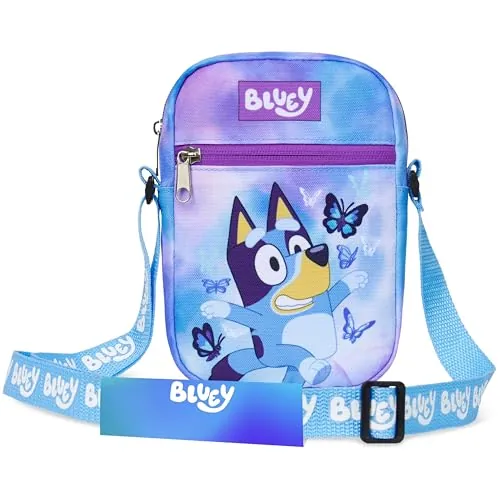 Bluey Bolso Bandolera Niña Bonito Bolsa de Mano para Movil Viaje Bolsos Niña Pequeño con Cruzado Ajustable Regalo para Niñas (Bluey Mariposa)