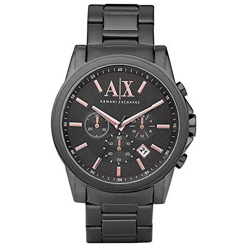 Armani Exchange Reloj para hombre, movimiento cronógrafo de cuarzo y caja de 45 mm con correa de acero inoxidable, Gris